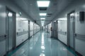 Photograph captures emptiness of hospital hallway, quiet and calm