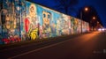 Berlin Wall at Blue Hour: A Canvas of Street Art and Graffiti