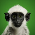 Hyperrealistic 3d Render Of A Black And White Monkey In Vibrant Green