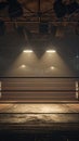 Boxing Ring With Two Boxing Gloves. Generative AI.