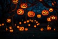 A Photograph capturing the eerie glow of jack-o\'-lanterns