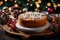 A photograph capturing the exquisite beauty of Christmas cakes adorned with intricate sugar snowflakes, sparkling with a touch of