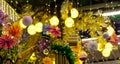 Photograph capturing festive Christmas lanterns and toys, exhibited as part of Christmas decorations