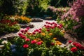 A photograph capturing the serenity of a blossoming garden