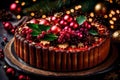 A Photograph capturing the splendor of a Christmas fruit cake, Royalty Free Stock Photo