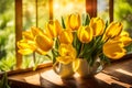 A Photograph capturing the vibrant elegance of a yellow tulip bouquet