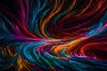 A photograph capturing the vibrant energy of a whirlwind of colors, frozen in time with electrifying swirls and bursts of paint