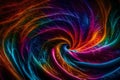 A photograph capturing the vibrant energy of a whirlwind of colors, frozen in time with electrifying swirls and bursts of paint