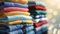 A photograph of colorful neat folding clothes Royalty Free Stock Photo