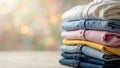 A photograph of colorful neat folding clothes Royalty Free Stock Photo