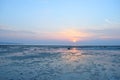 Sunrise with Golden Sun and Colorful Sky over Infinite Horizon and Ocean - Vijaynagar Beach, Havelock Island, Andaman, India Royalty Free Stock Photo