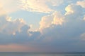 Dark and Bright Clouds in Blue Sky over Ocean - Abstract Natural Background Royalty Free Stock Photo