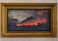 Photograph by David Franzen of `Night in Kilauea Crater` painted by Charles Furneaux in 1885. Royalty Free Stock Photo