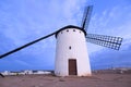 Photograph at dawn of the majestic mills in the towns of Campo de Criptana and Consuegra Royalty Free Stock Photo