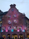 Photograph of decorations and ornaments on the storefronts of Strasbourg houses for the Christmas holidays