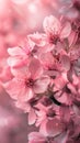 A photograph depicting a pink cherry blossom scene, embodying spring and freshness themes.