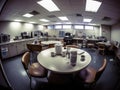 Wideangle shot empty office break room