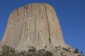 Photograph of the devils tower and bright blue clear sky Royalty Free Stock Photo