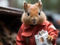 Squirrel delivery with tiny parcel