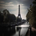 Eiffel Tower and Parisian Scenery Photograph of Iconic Landmark