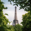Eiffel Tower and Parisian Scenery Photograph of Iconic Landmark
