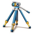 Cartoon Tripod Clipart Illustration In Light Yellow And Dark Azure