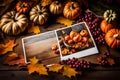 A photograph of festive Thanksgiving cards neatly arranged in a rustic setting, beckoning with ample copy space for heartfelt