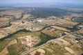 Photograph of fields, buildings and roads of Spain from the air. Royalty Free Stock Photo