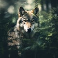 A Photograph Of A Forest Overlaid With An Image Of A Wolf