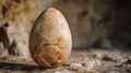 A photograph of a fossilized egg believed to be from a prehistoric dinosaur species but later revealed to be a cleverly Royalty Free Stock Photo