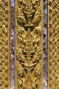 Golden Thai style wall sculpture art Royalty Free Stock Photo