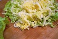 Fresh cabbage on cutting board