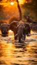 A photograph of a group of elephants playing together in the wild. Royalty Free Stock Photo