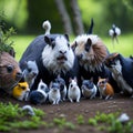 A photograph of a group of small, cute animals interacting with each other. AI-Generated.