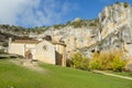 Photograph of the hermitage of the Rio Lobos canyon in Soria, Spain. Natural park with Templar church Royalty Free Stock Photo