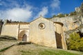 Photograph of the hermitage of the Rio Lobos canyon in Soria, Spain. Natural park with Templar church Royalty Free Stock Photo