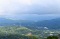 View of Kumily among Western Ghats and Cloudy Sky from Ottakathalamedu View Point, Kerala, India...