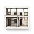 Bauhaus Architecture: Large House Window Frame On White Background Royalty Free Stock Photo