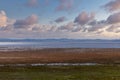 Photograph of Wind Turbines on a hill ridge line around Lake George in Australia Royalty Free Stock Photo