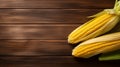 Photograph of Maize (Corn) Grain on Wood Background with Copy Space