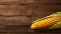 Photograph of Maize (Corn) Grain on Wood Background with Copy Space