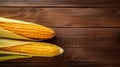 Photograph of Maize (Corn) Grain on Wood Background with Copy Space