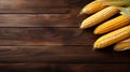 Photograph of Maize (Corn) Grain on Wood Background with Copy Space