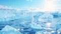 Photograph of a melting glacier with visible water streams, focus on the scale of the ice loss. Global warming, climate Royalty Free Stock Photo