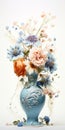 Dreamy Rococo Pastel Blue Vase With Orange Flowers Royalty Free Stock Photo