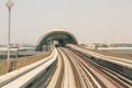 arriving to Dubai metro station Royalty Free Stock Photo