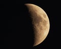 Photograph of Moon in the first quarter lunar phase Royalty Free Stock Photo