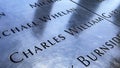 Photograph of the mural with the names of the victims who died in the terrorist attack on the Twin Towers.