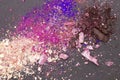 Nude,Brown,Blue,Pink and Purple matte and shimmery powder Eyeshadow on a Black background Royalty Free Stock Photo