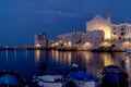 Panoramic view of the cathedral of Giovinazzo (Bari Puglia) from the marina Royalty Free Stock Photo